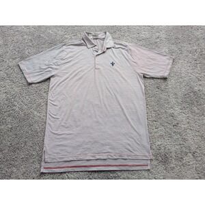 Fennec Polo Shirt Mens Large Red Striped Short‎ Sleeve Logo Golf Casual